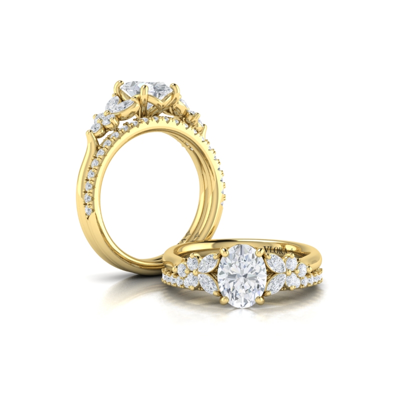 Matching Band for Floral Marquise Cluster Oval Engagement Ring