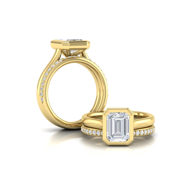 Matching Band for Bold Bezel Emerald Cut Engagement Ring