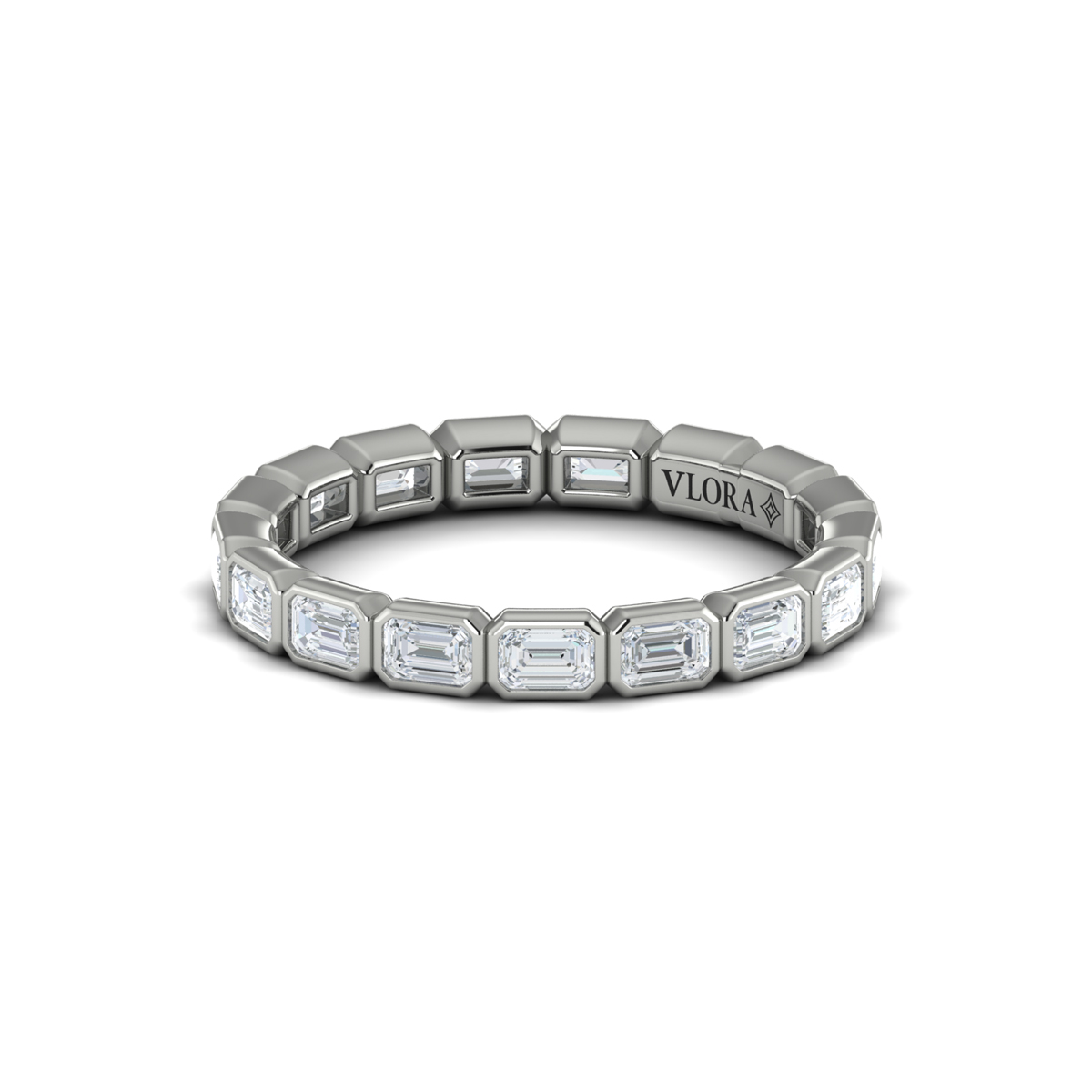 Bezel Set Emerald Cut Eternity Ring