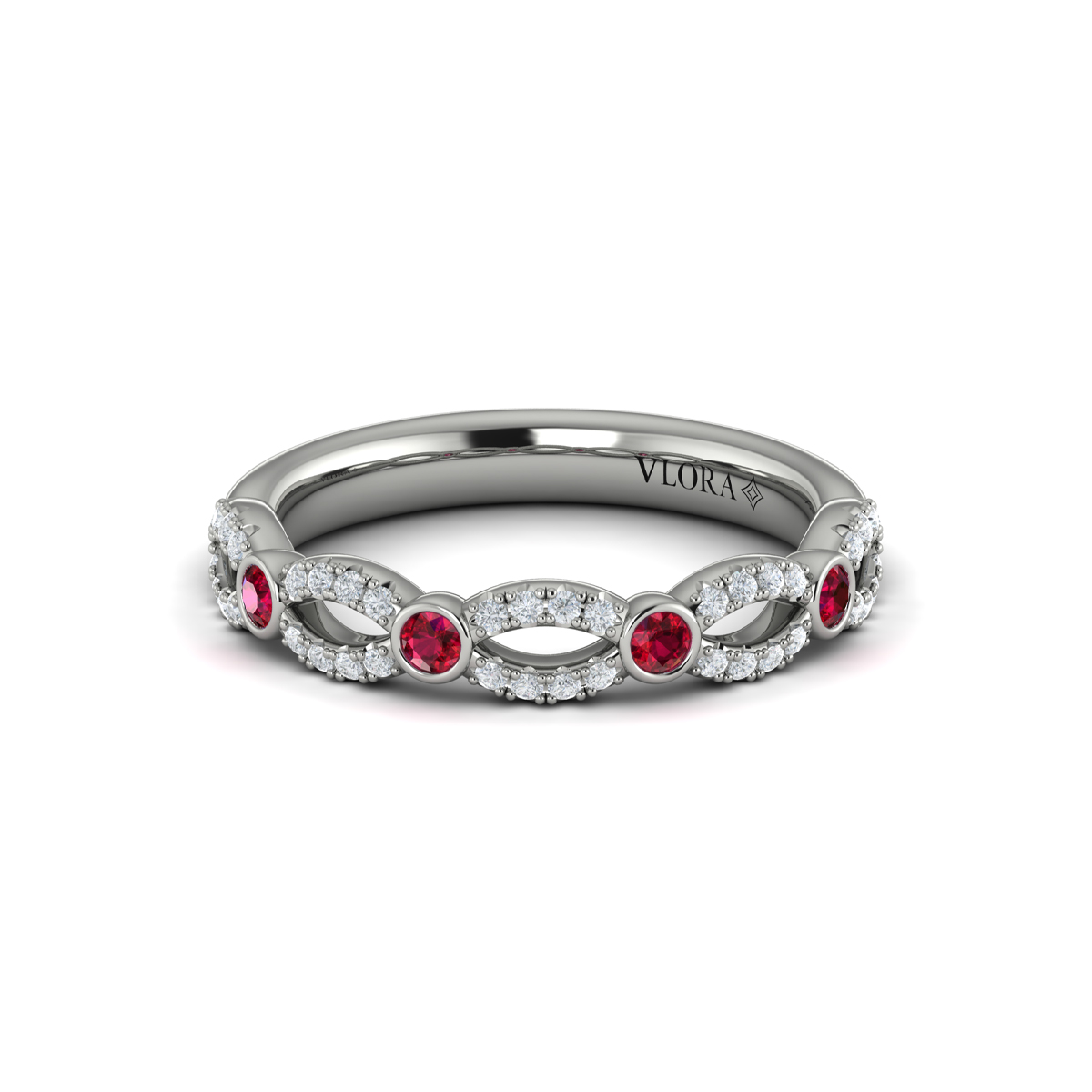 Diamond and Ruby Cascade Band