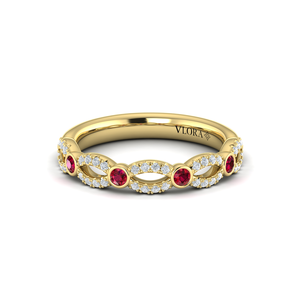 Diamond and Ruby Cascade Band