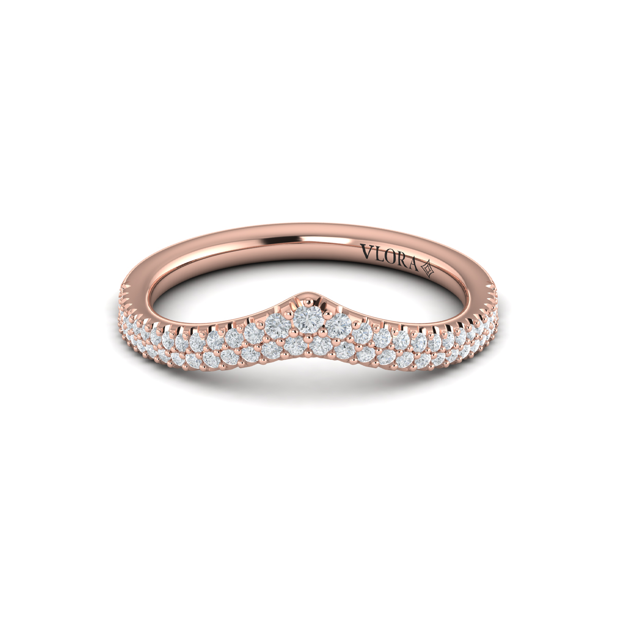 Pave Chevron Contoured Band