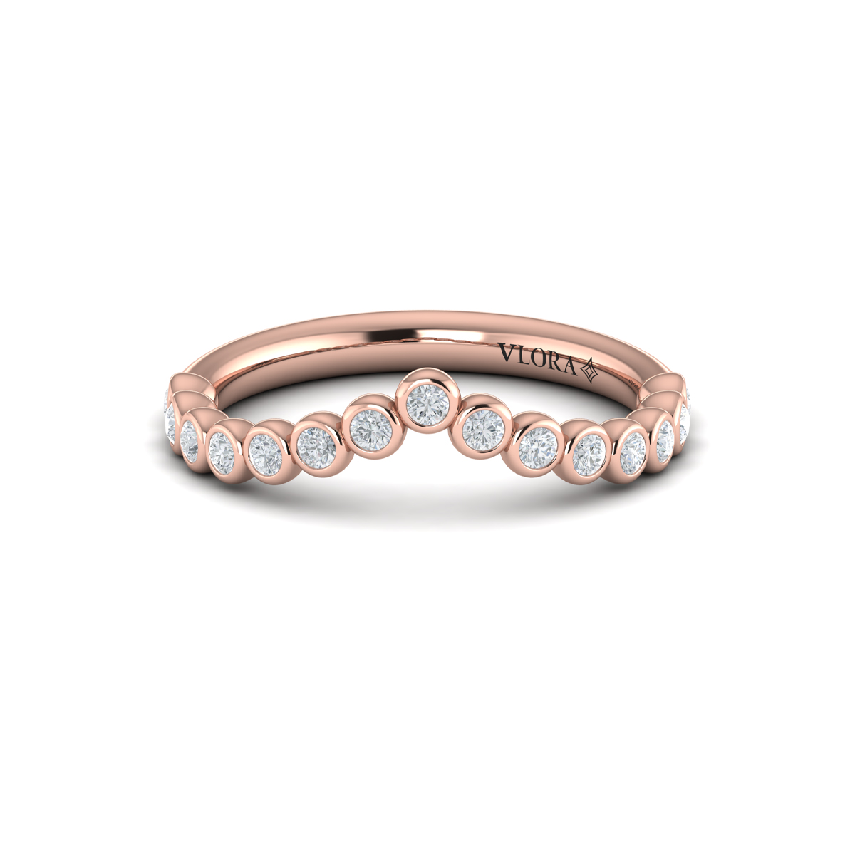Bezel-Set Chevron Contoured Band