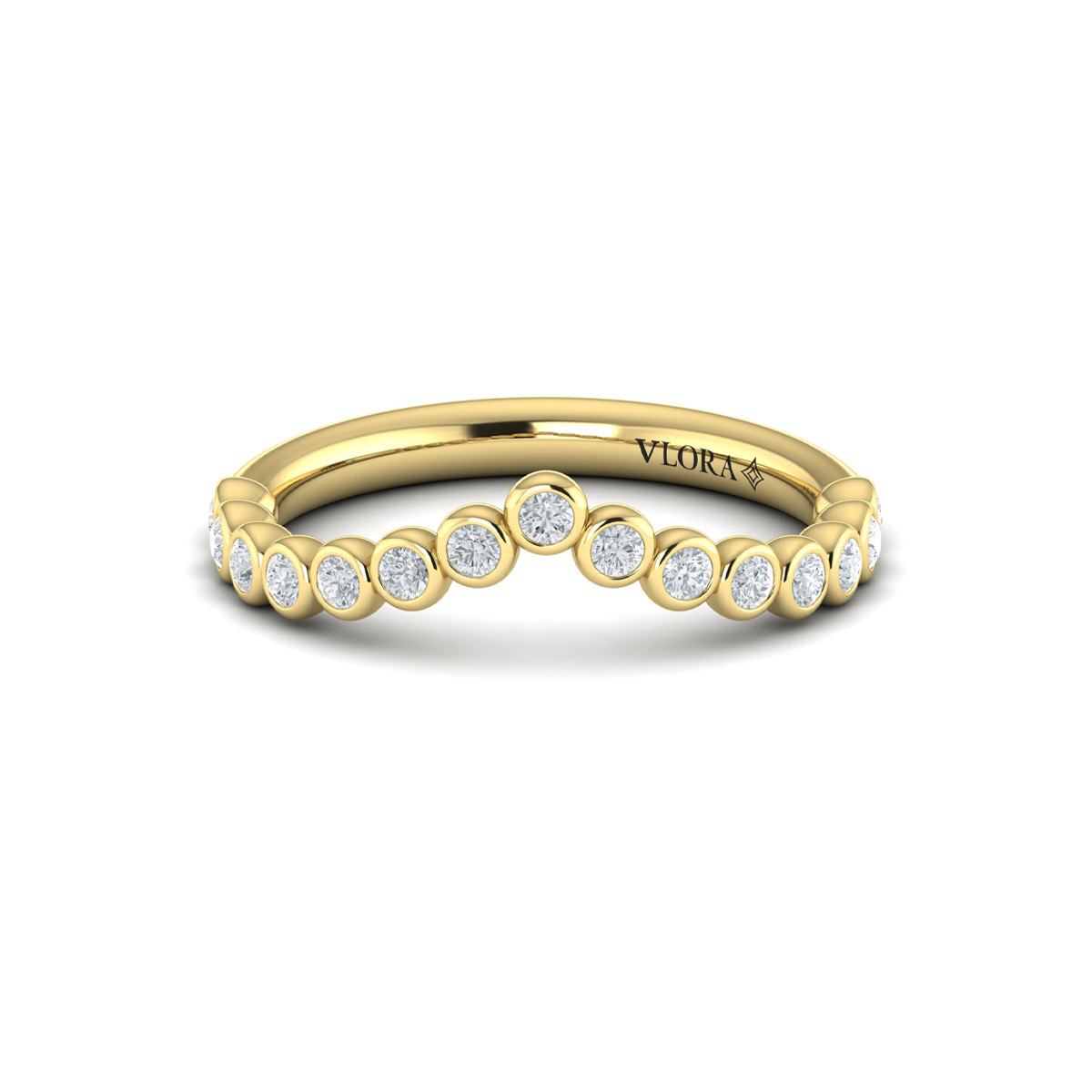 Bezel-Set Chevron Contoured Band