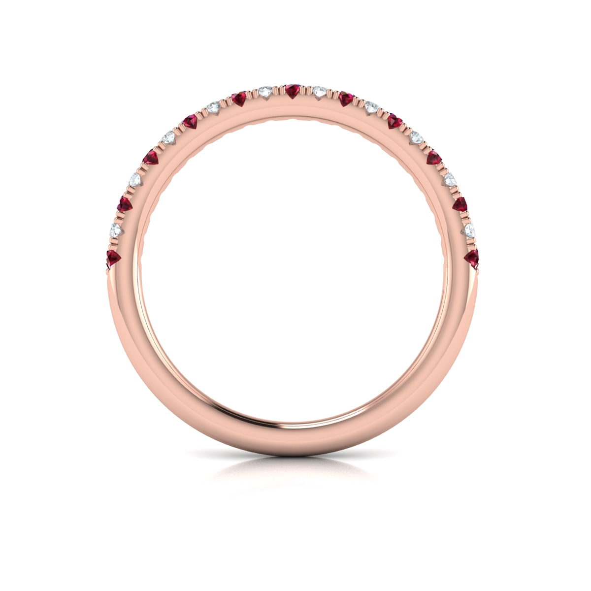 Slim Ruby and Diamond Stackable Band
