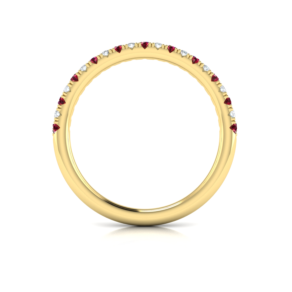Slim Ruby and Diamond Stackable Band