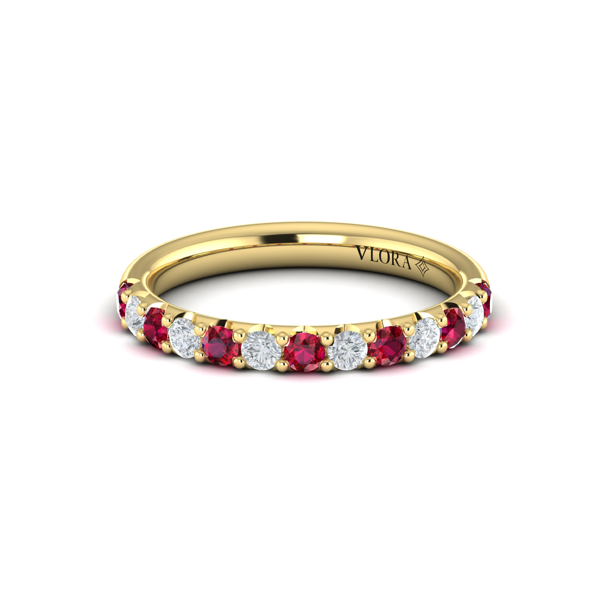 Ruby and Diamond Stackable Band