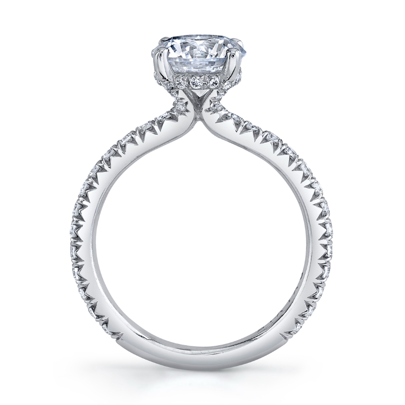 Round Cut Classic Hidden Halo Engagement Ring - Perri