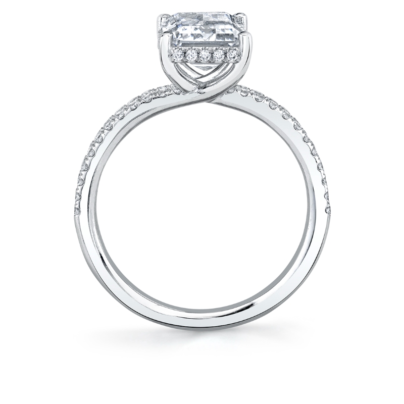 Emerald Cut Hidden Halo Engagement Ring With Split Shank - Halle