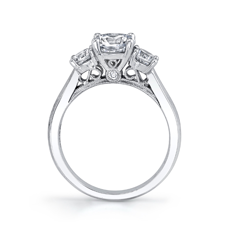 Round Cut Three Stone Engagement Ring - Carmen