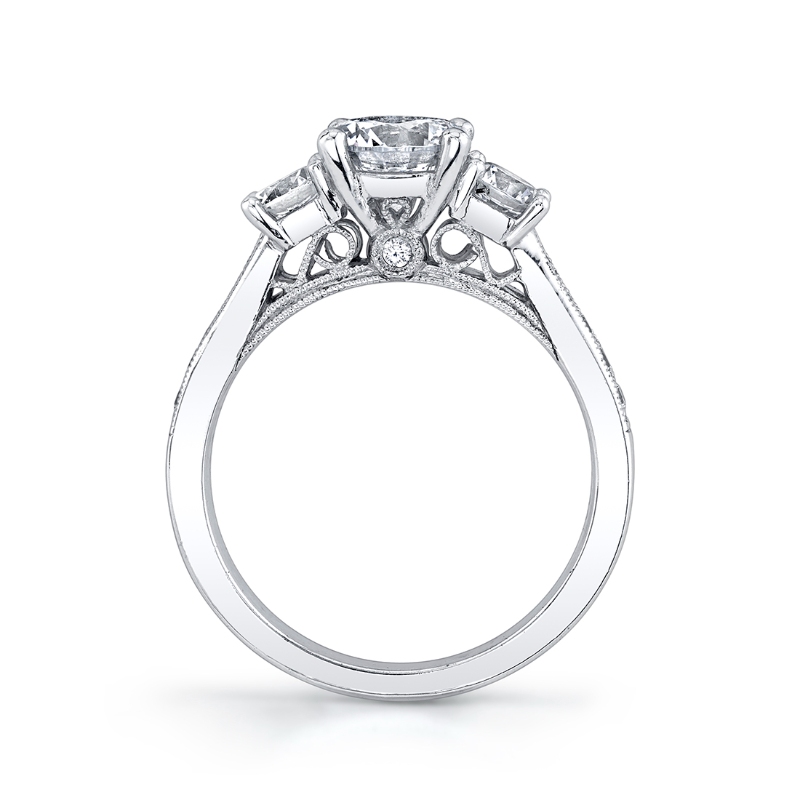 Round Cut Three Stone Engagement Ring - Catarina