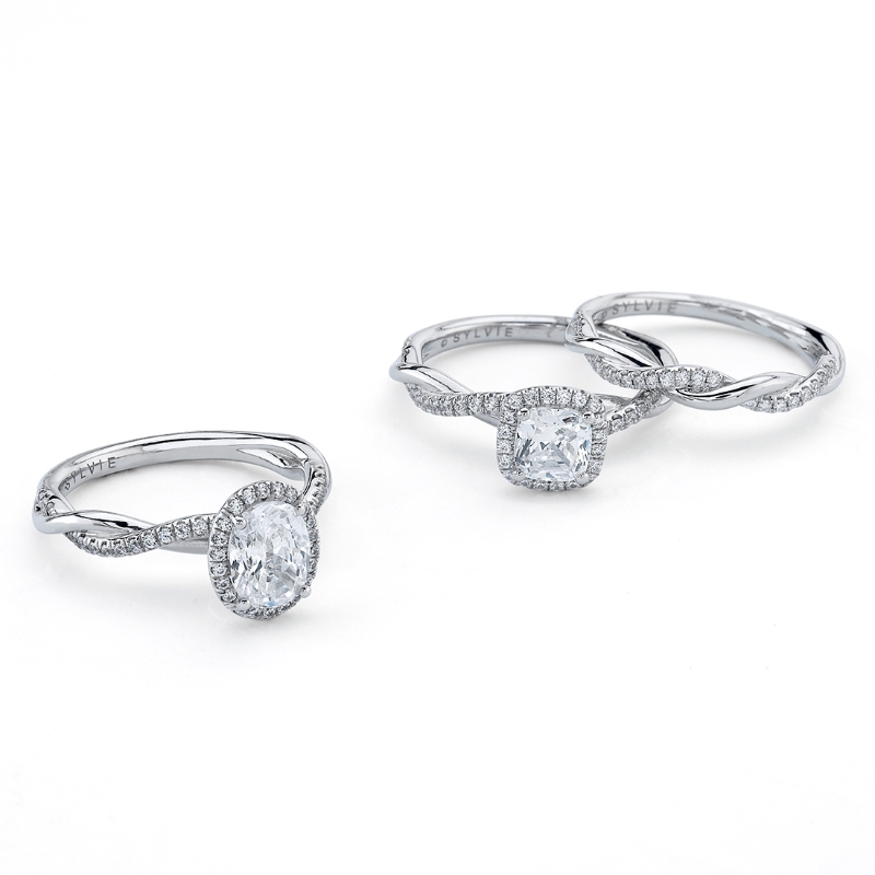 Oval Cut Modern Halo Diamond Spiral Engagement Ring - Coralie