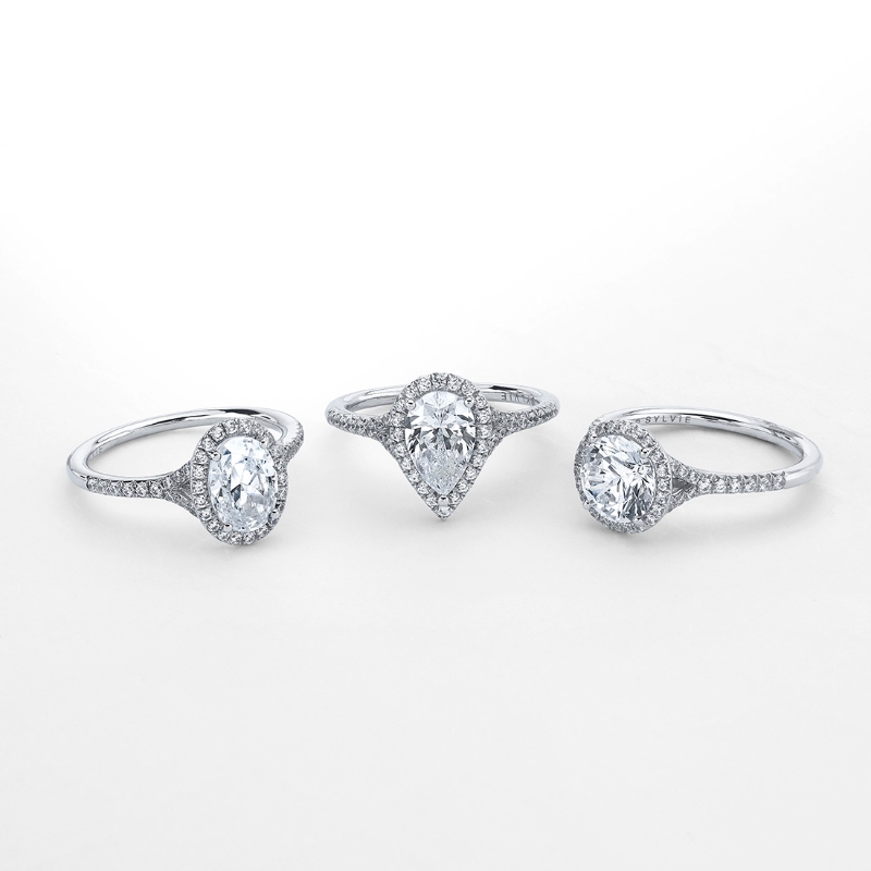 Pear Shaped Halo Engagement Ring - Alexandra